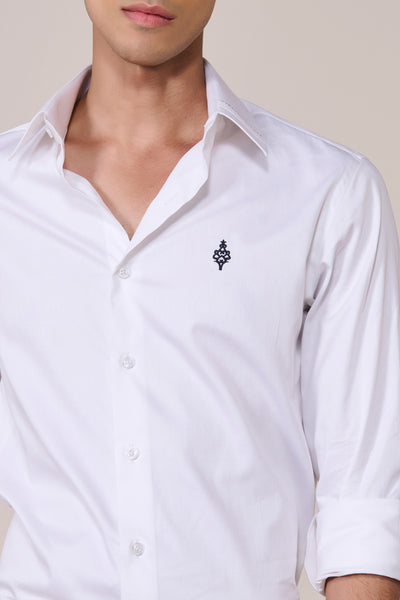 Shantanu & Nikhil Menswear White Giza Cotton Shirt indian designer wear online shopping melange singapore