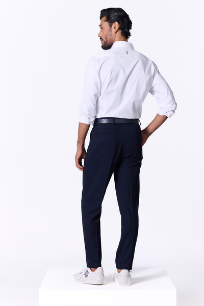 Shantanu & Nikhil Menswear White Shirt with SNCC Striped Taping Placket indian designer wear online shopping melange singapore
