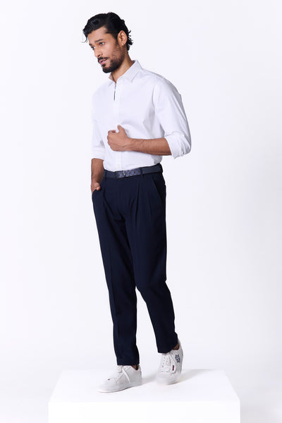 Shantanu & Nikhil Menswear White Shirt with SNCC Striped Taping Placket indian designer wear online shopping melange singapore
