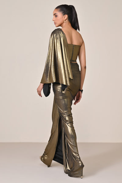 Shantanu & Nikhil Metallic One-Shoulder Top indian designer wear online shopping melange singapore
