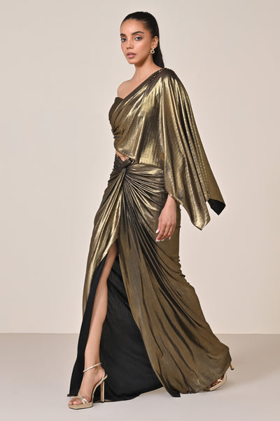 Shantanu & Nikhil Metallic One-Shoulder Top indian designer wear online shopping melange singapore
