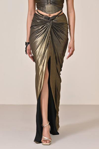 Shantanu & Nikhil Metallic Twisted Drape Skirt indian designer wear online shopping melange singapore