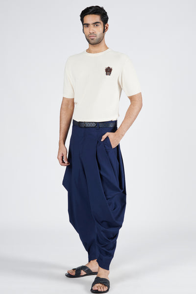 Shantanu & Nikhil Navy Drape Cowl Pants indian designer wear online shopping melange singapore