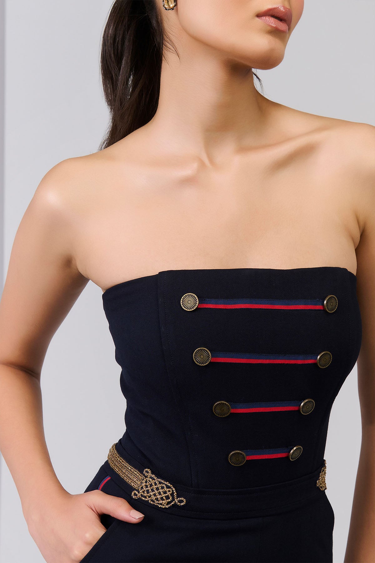 Shantanu & Nikhil Navy Jumpsuit indian designer wear online shopping melange singapore 