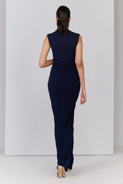 Shantanu & Nikhil Navy Structured Gown indian designer wear online shopping melange singapore 