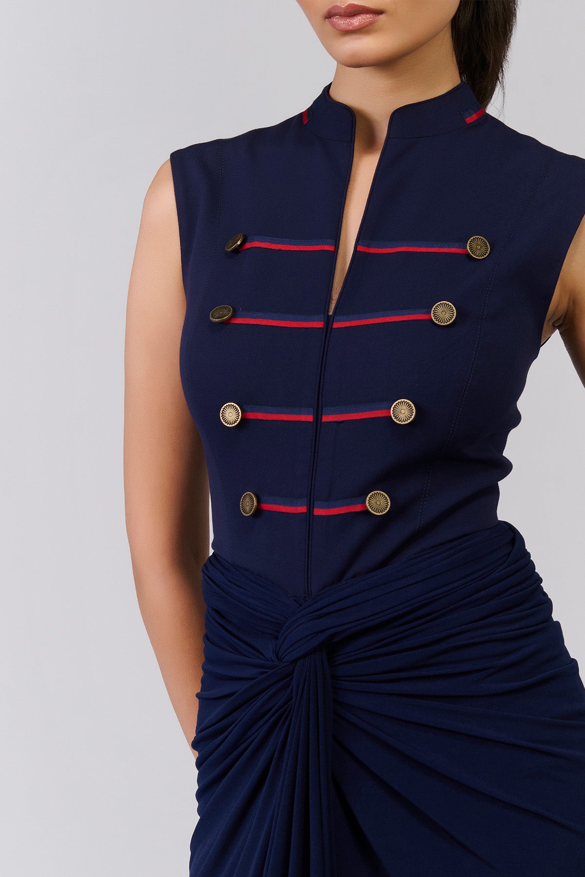 Shantanu & Nikhil Navy Structured Gown indian designer wear online shopping melange singapore 