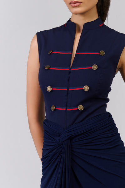 Shantanu & Nikhil Navy Structured Gown indian designer wear online shopping melange singapore 
