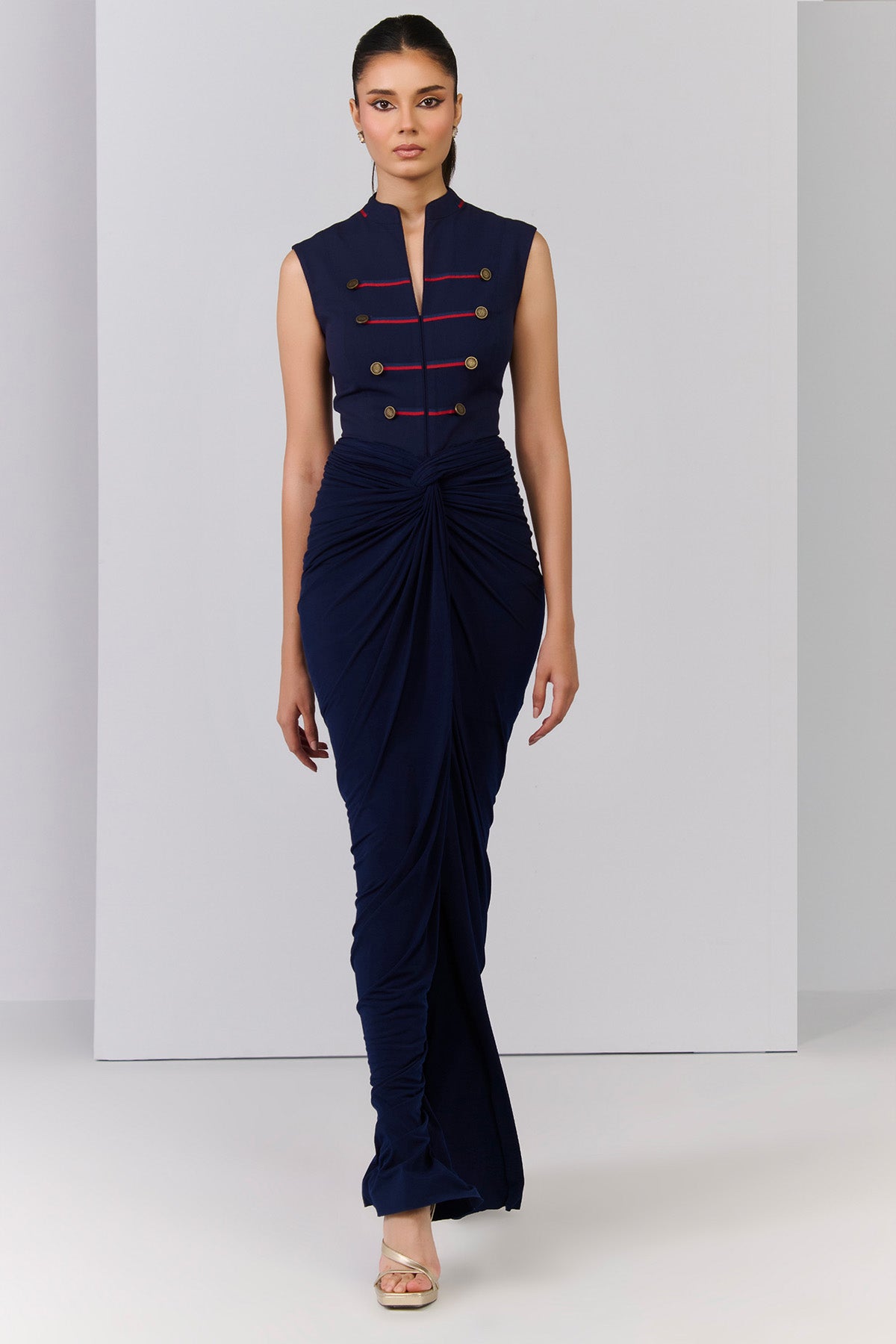 Shantanu & Nikhil Navy Structured Gown indian designer wear online shopping melange singapore 