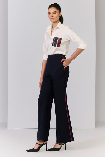 Shantanu & Nikhil Navy Trousers with Waist Embellishment indian designer wear online shopping melange singapore 