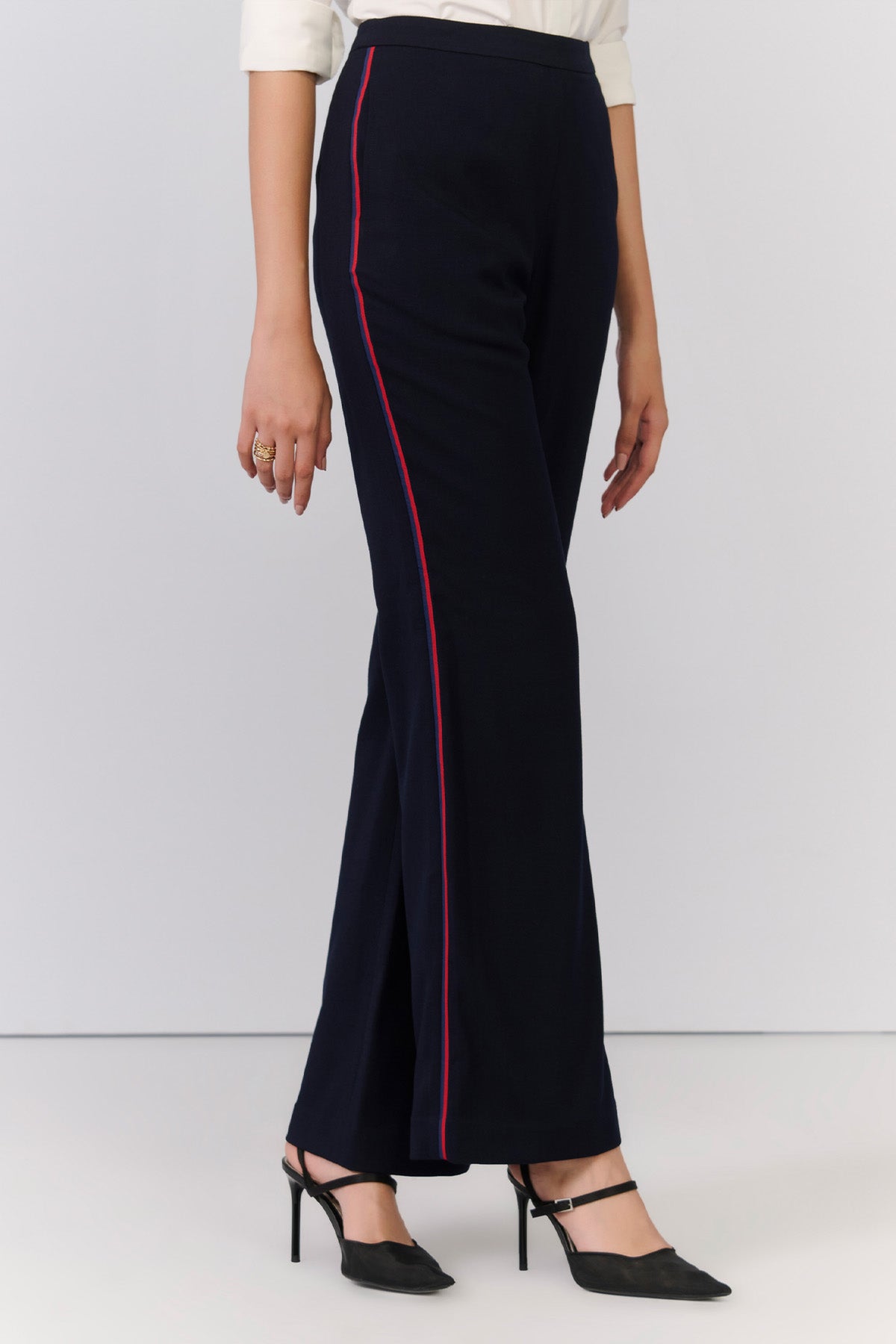Shantanu & Nikhil Navy Trousers with Waist Embellishment indian designer wear online shopping melange singapore 