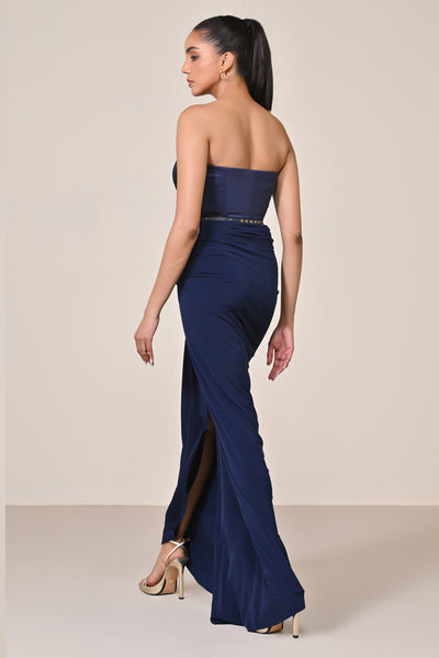 Shantanu & Nikhil Navy Zipped Corset indian designer wear online shopping melange singapore