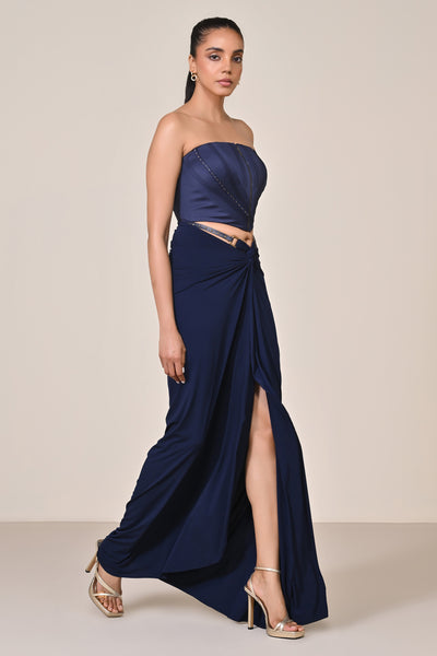Shantanu & Nikhil Navy Zipped Corset indian designer wear online shopping melange singapore