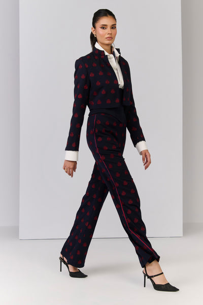 Shantanu & Nikhil Navy Crested Embroidered Trousers indian designer wear online shopping melange singapore 