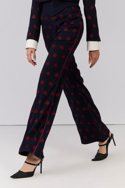 Shantanu & Nikhil Navy Crested Embroidered Trousers indian designer wear online shopping melange singapore 