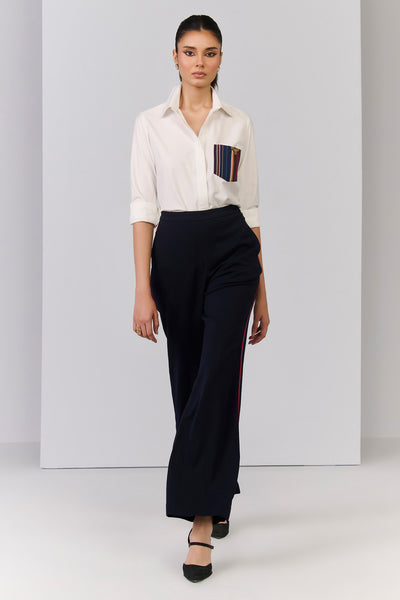 Shantanu & Nikhil Off-White Shirt With Printed Pocket indian designer wear online shopping melange singapore 