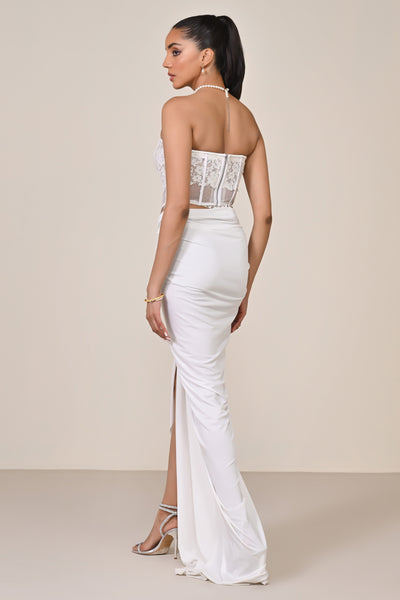 Shantanu & Nikhil Off White Applique Corset Top indian designer wear online shopping melange singapore