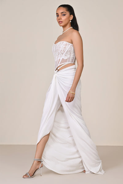 Shantanu & Nikhil Off White Applique Corset Top indian designer wear online shopping melange singapore