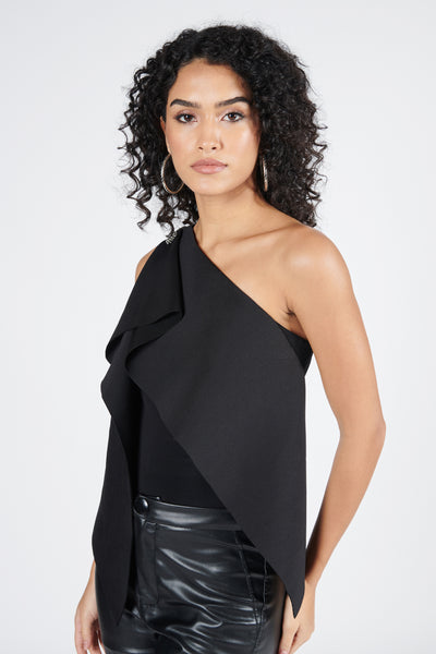 Shantanu & Nikhil One Shoulder Black Drape Top indian designer wear online shopping melange singapore