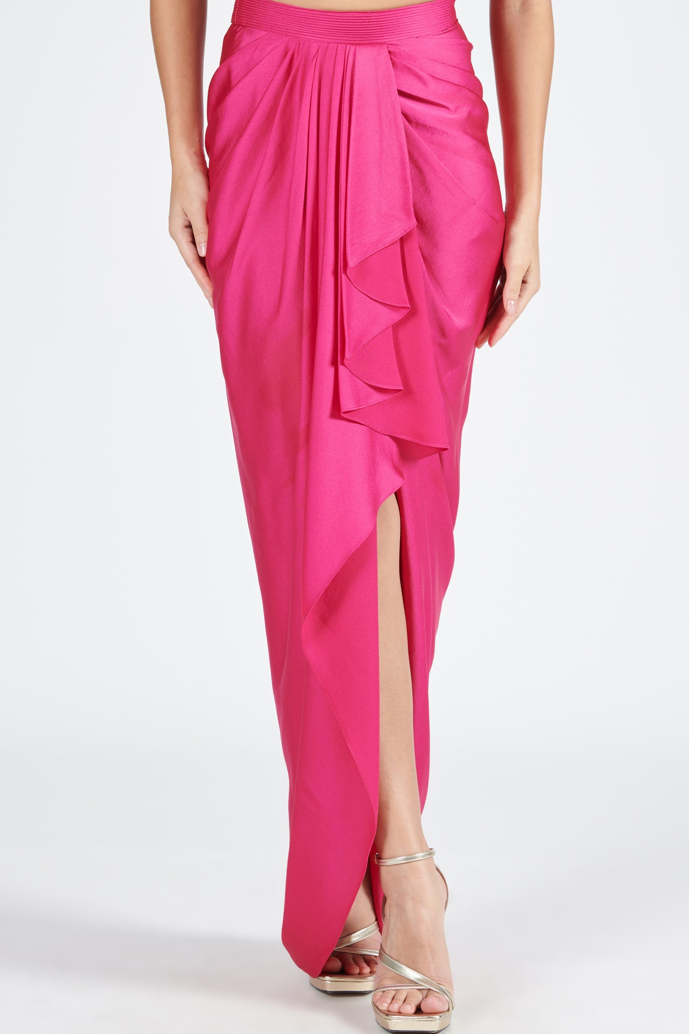 Shantanu & Nikhil Pink Asymmetric Draped Skirt indian designer wear online shopping melange singapore