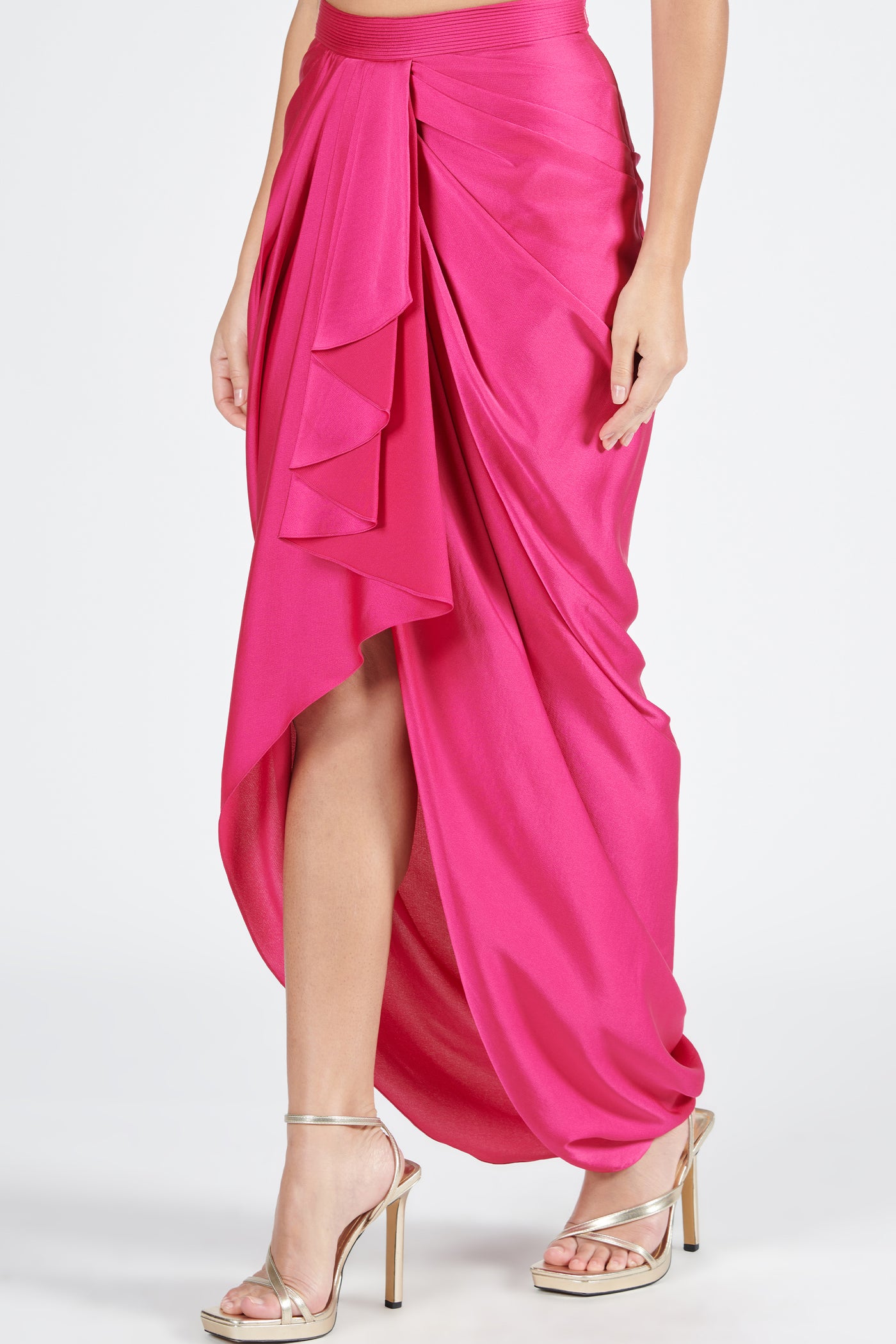 Shantanu & Nikhil Pink Asymmetric Draped Skirt indian designer wear online shopping melange singapore