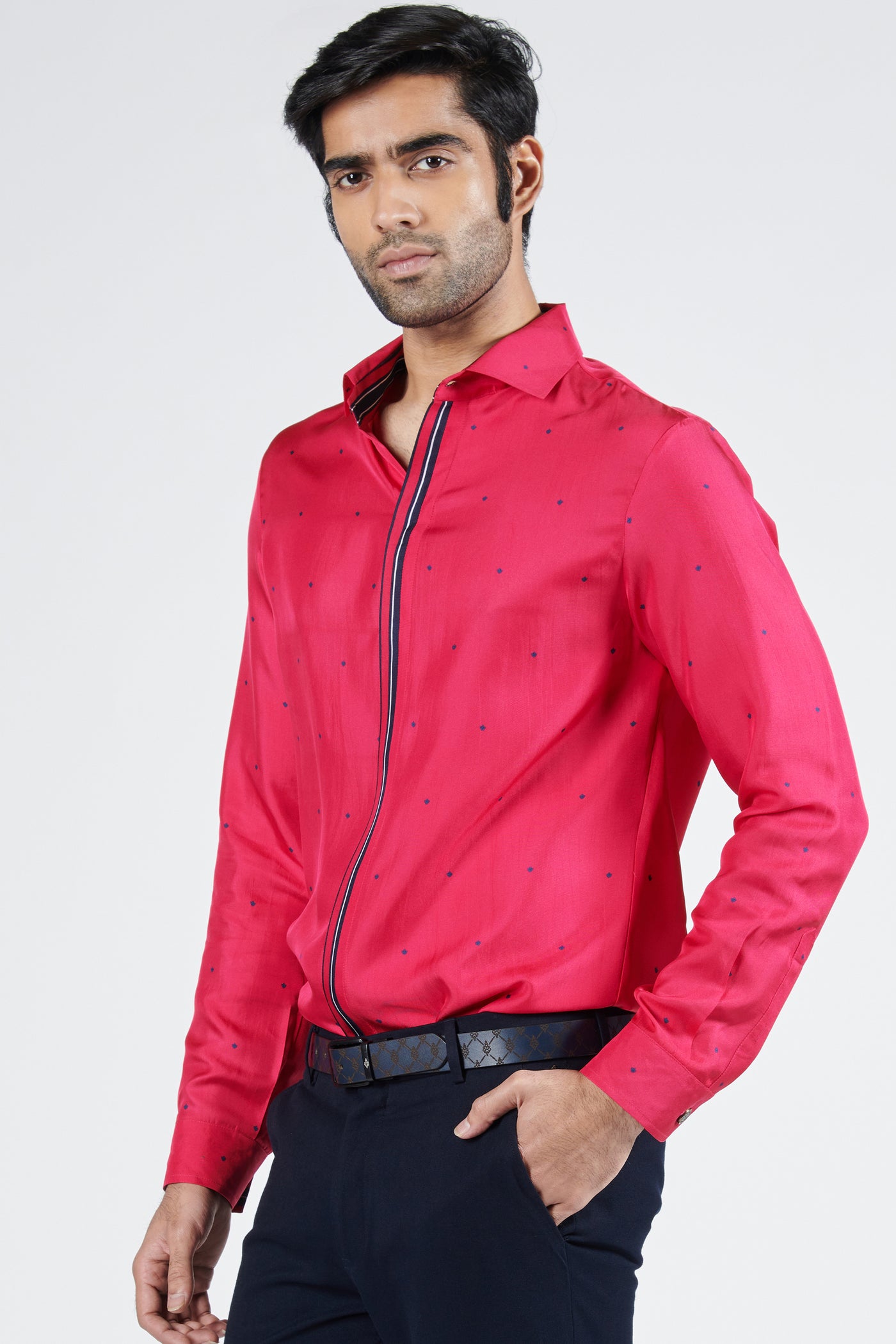 Shantanu & Nikhil Pink Shirt With Thread Work indian designer wear online shopping melange singapore
