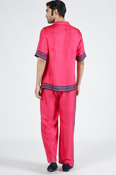Shantanu & Nikhil Pink Twill Silk Shirt indian designer wear online shopping melange singapore