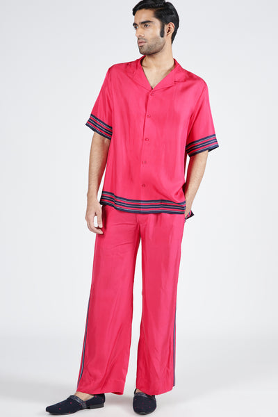 Shantanu & Nikhil Pink Twill Silk Trouser indian designer wear online shopping melange singapore
