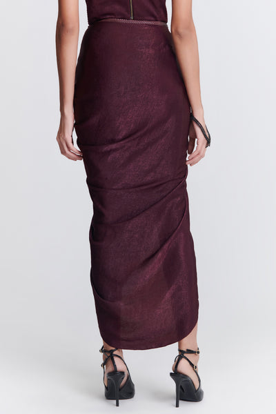 Shantanu & Nikhil Plum Asymmetric Draped Skirt indian designer wear online shopping melange singapore