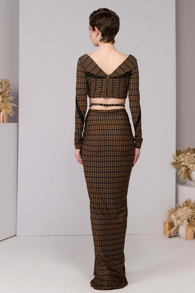 Shantanu & Nikhil Printed Knot Draped Top indian designer wear online shopping melange singapore 
