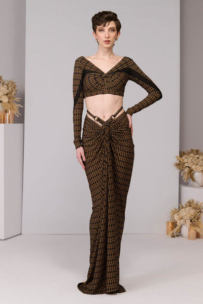Shantanu & Nikhil Printed Knot Draped Top indian designer wear online shopping melange singapore 
