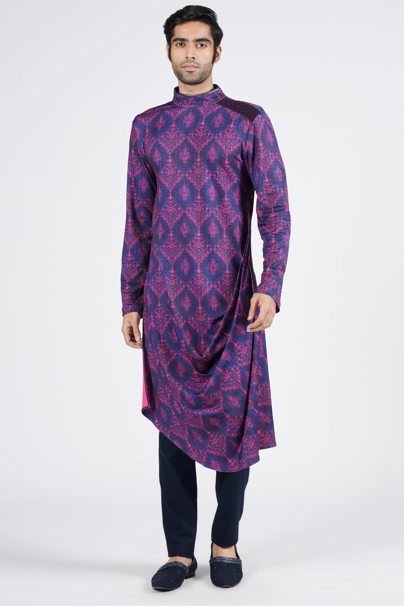 Shantanu & Nikhil Printed Raised Neck Kurta indian designer wear online shopping melange singapore