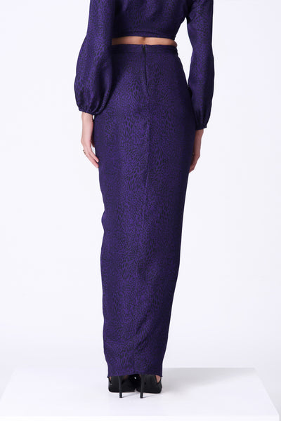 Shantanu & Nikhil Purple Leopard Print Skirt indian designer wear online shopping melange singapore
