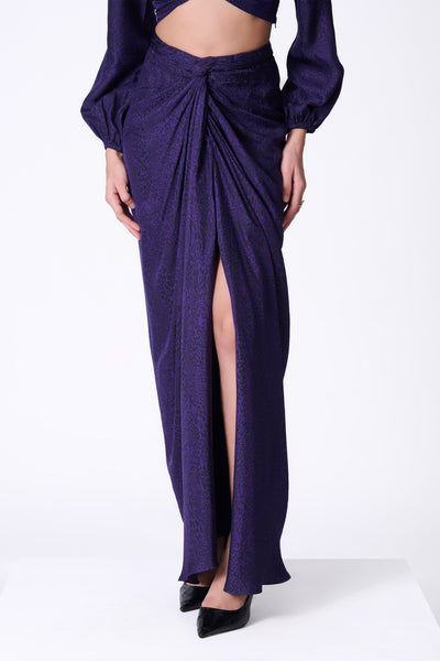 Shantanu & Nikhil Purple Leopard Print Skirt indian designer wear online shopping melange singapore

