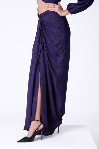 Shantanu & Nikhil Purple Leopard Print Skirt indian designer wear online shopping melange singapore
