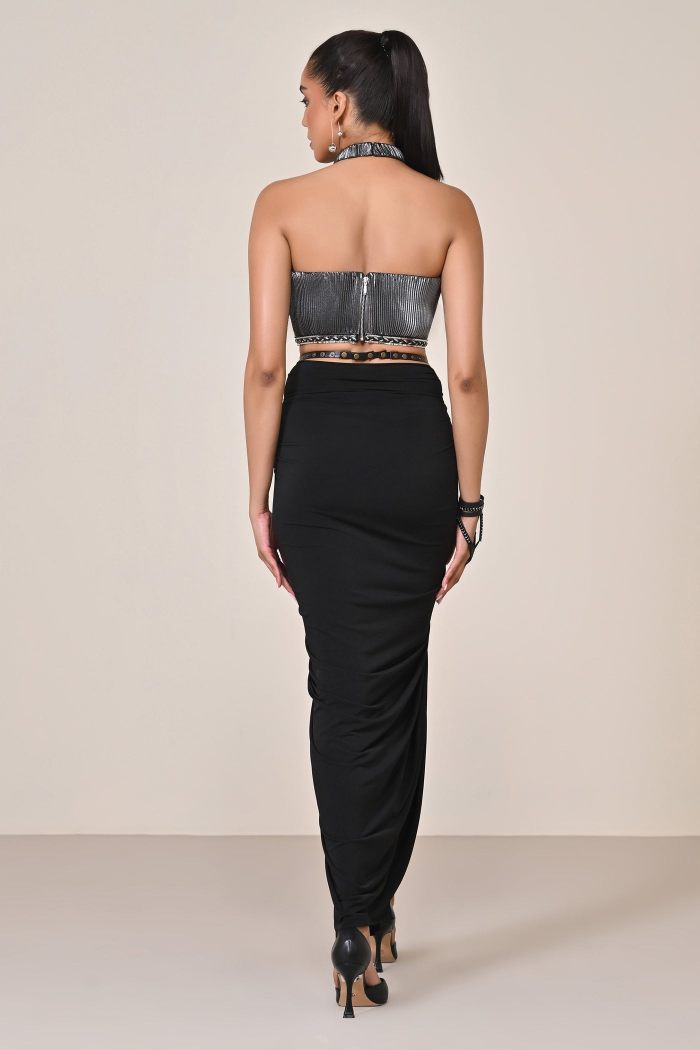 Shantanu & Nikhil Raised Neck Crop Top indian designer wear online shopping melange singapore
