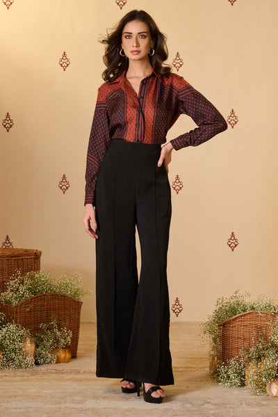 Shantanu & Nikhil Rust Silk Twill Shirt indian designer wear online shopping melange singapore