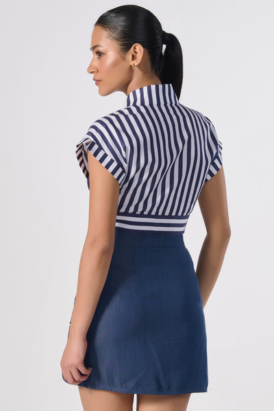 Shantanu & Nikhil SNCC Navy Mini Skirt indian designer wear online shopping melange singapore