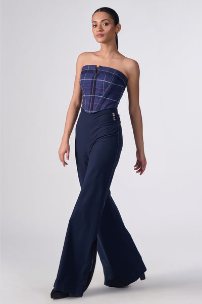 Shantanu & Nikhil SNCC Navy Trouser with Pipe Detailing indian designer wear online shopping melange singapore