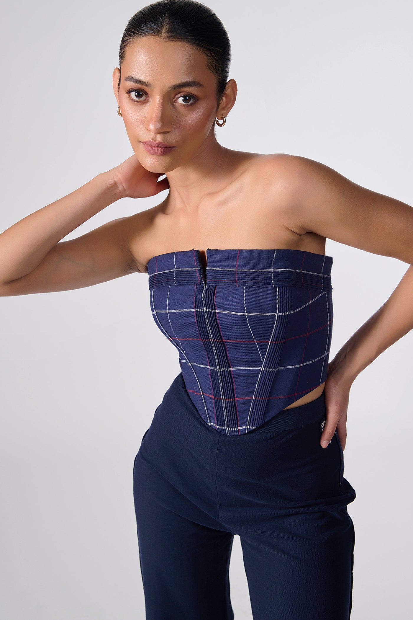 Shantanu & Nikhil SNCC Plaid Corset indian designer wear online shopping melange singapore