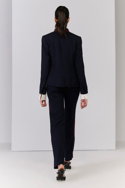 Shantanu & Nikhil Signature Navy Jacket with Taping indian designer wear online shopping melange singapore 