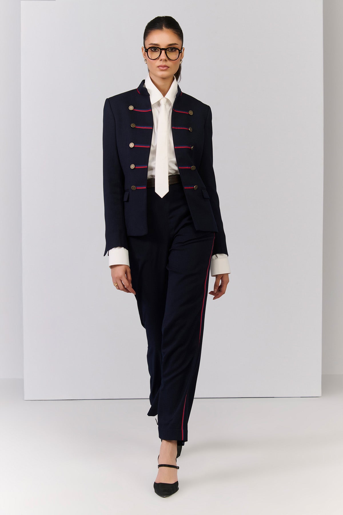Shantanu & Nikhil Signature Navy Jacket with Taping indian designer wear online shopping melange singapore 