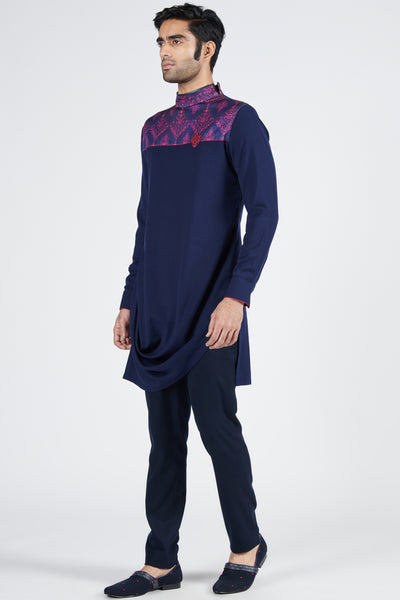 Shantanu & Nikhil Tribal Printed Draped Kurta indian designer wear online shopping melange singapore