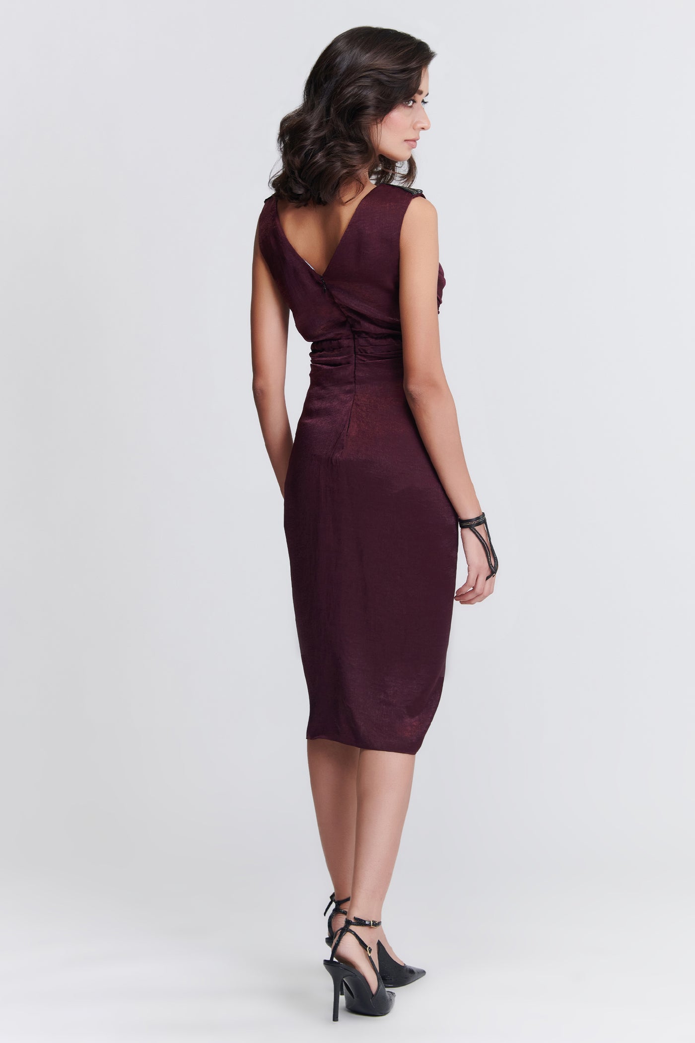 Shantanu & Nikhil Twisted Plum Dress indian designer wear online shopping melange singapore