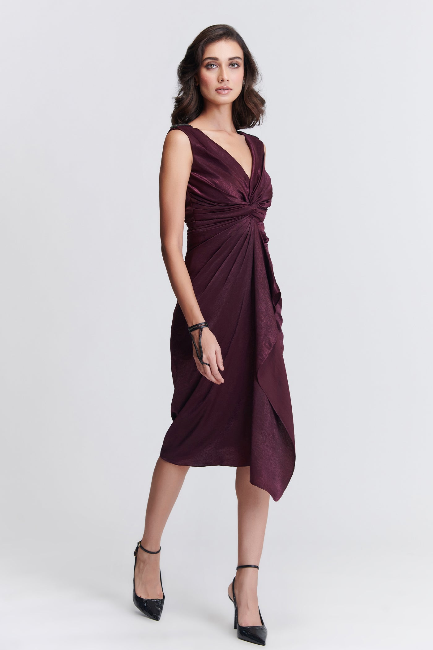 Shantanu & Nikhil Twisted Plum Dress indian designer wear online shopping melange singapore