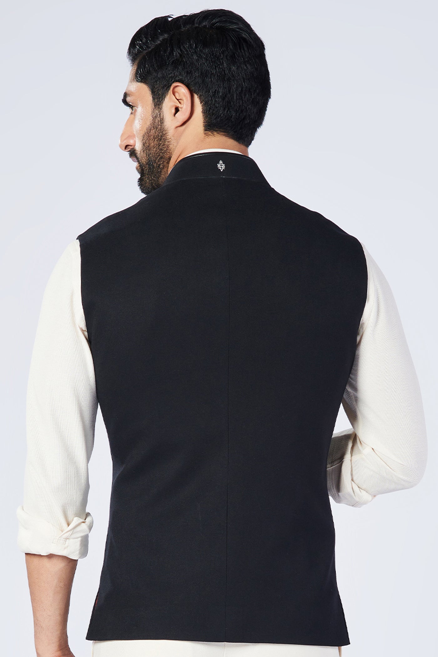 Shantanu and Nikhil Menswear Black Waistcoat With Metallic Buttons Indian designer wear online shopping melange singapore