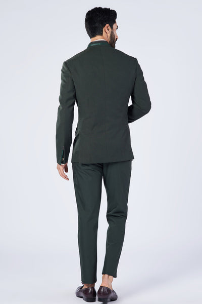 Shantanu and Nikhil Menswear Military Green Bandhgala Jacket ndian designer wear online shopping melange singapore