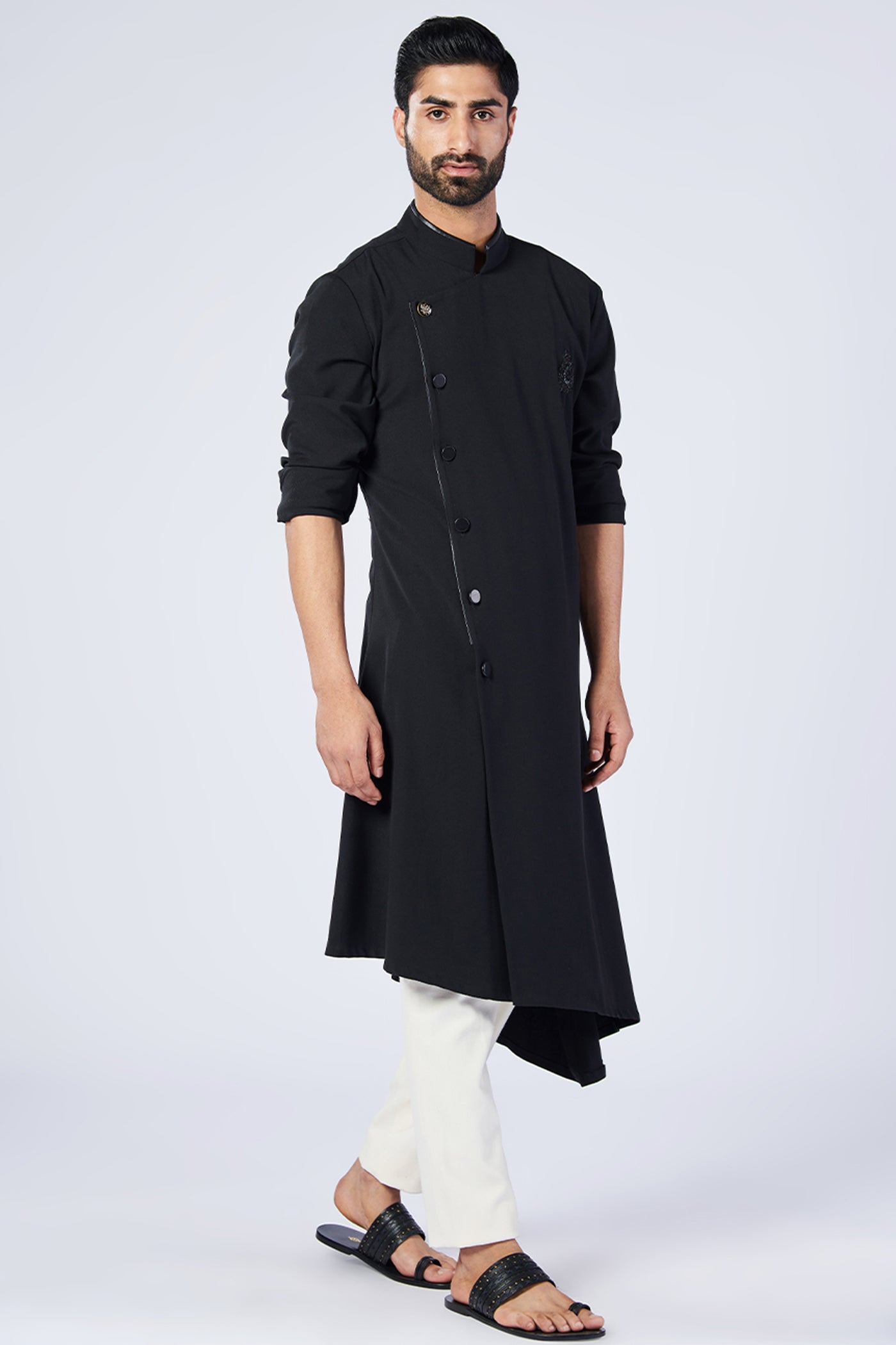 Shantanu and Nikhil Menswear Minimalistic Asymmetric Kurta Indian designer wear online shopping melange singapore