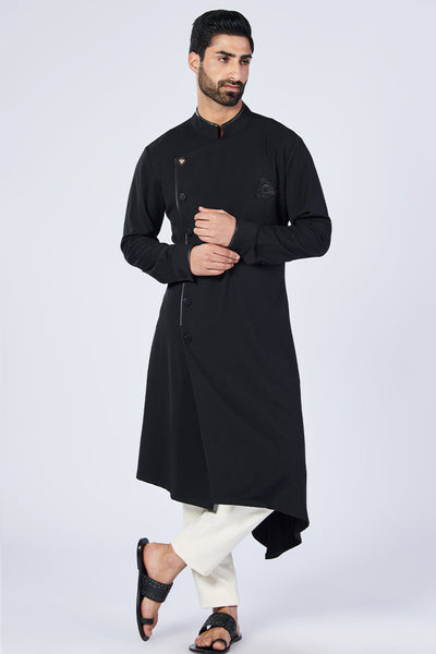 Shantanu and Nikhil Menswear Minimalistic Asymmetric Kurta Indian designer wear online shopping melange singapore