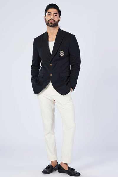Shantanu and Nikhil Menswear SNCC Black Crested Gentlemen's Jacket Indian designer wear online shopping melange singapore