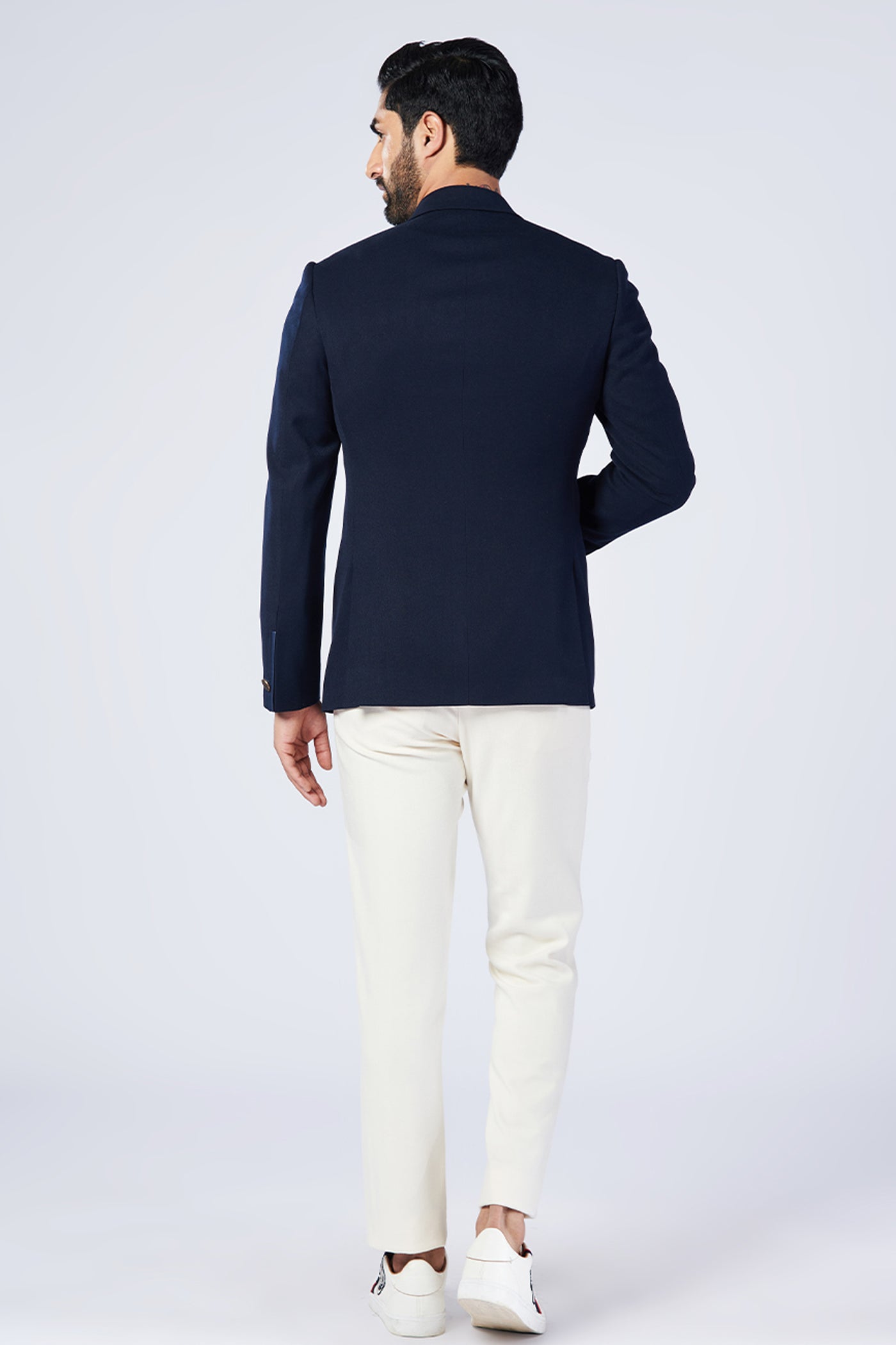 Shantanu and Nikhil Menswear Minimalistic Navy Jacket With Tape Detailing indian designer wear online shopping melange